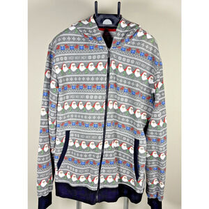 Seven Oaks Christmas Santa Holiday Full Zip Hoodie Ugly Sweater Men's Size XL